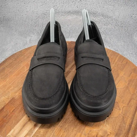 Patina Women's Black Loafer, Chunky, Heel, Suede/Leather. Size 8.5 - Picture 2 of 8